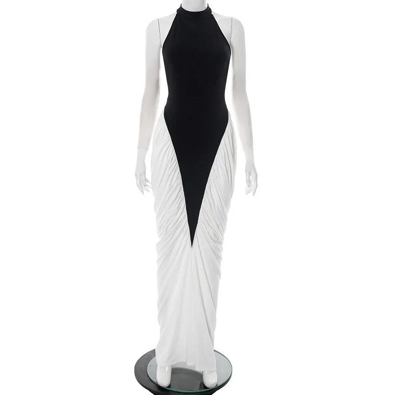 Talenza Elegant Evening Dress Women Fashion Slim Sleeveless Shrinking Clash Long Dress Vintage High Waisted - Image 10