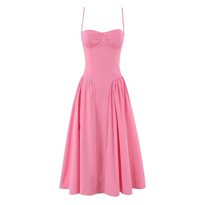 Corset Dress Women Sexy Spaghetti Strap Cotton Midi - Image 2