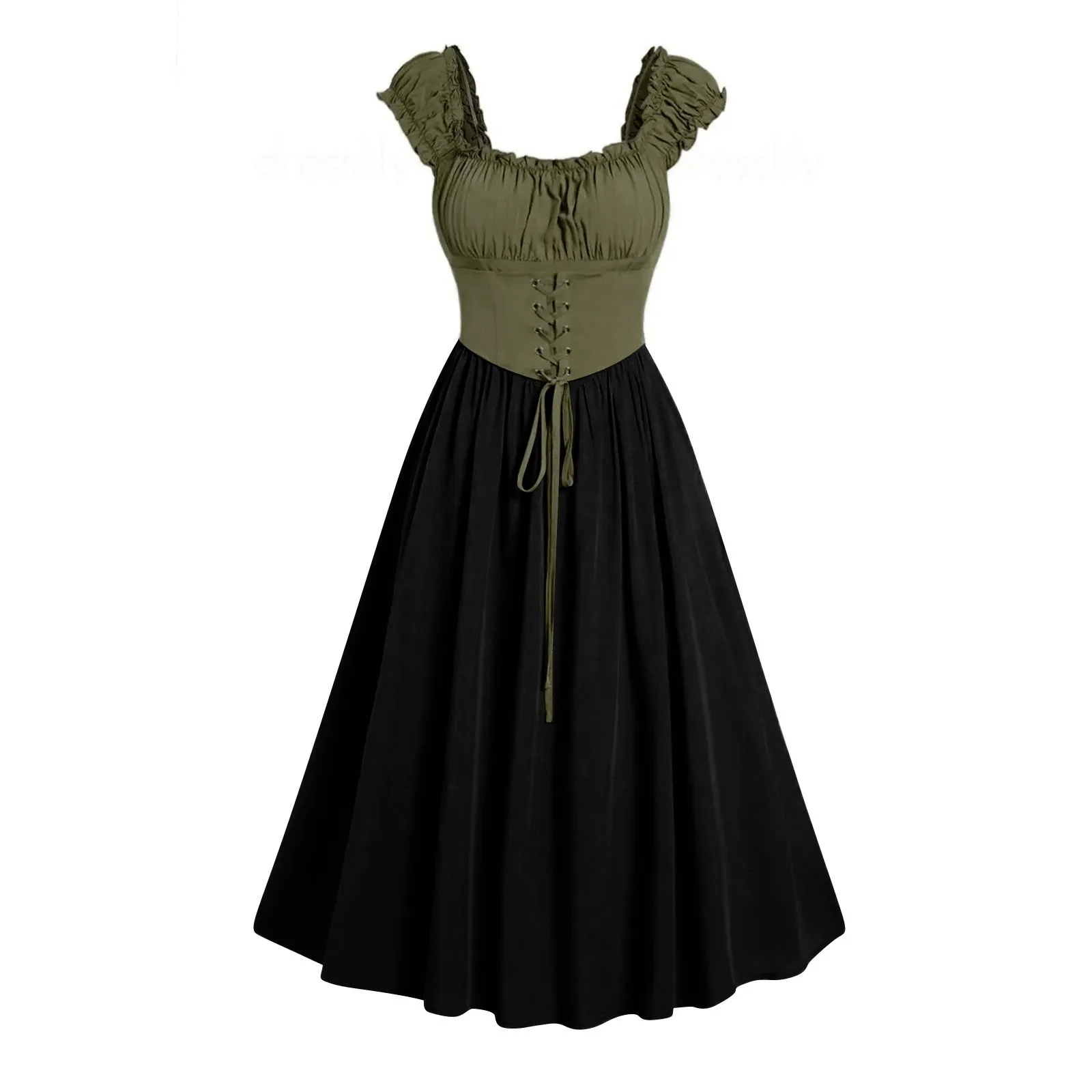 Medieval Dress For Women Gown Gothic Dress Sleeveless Corset Waist Party Midi Lace Up Dresses - Image 7