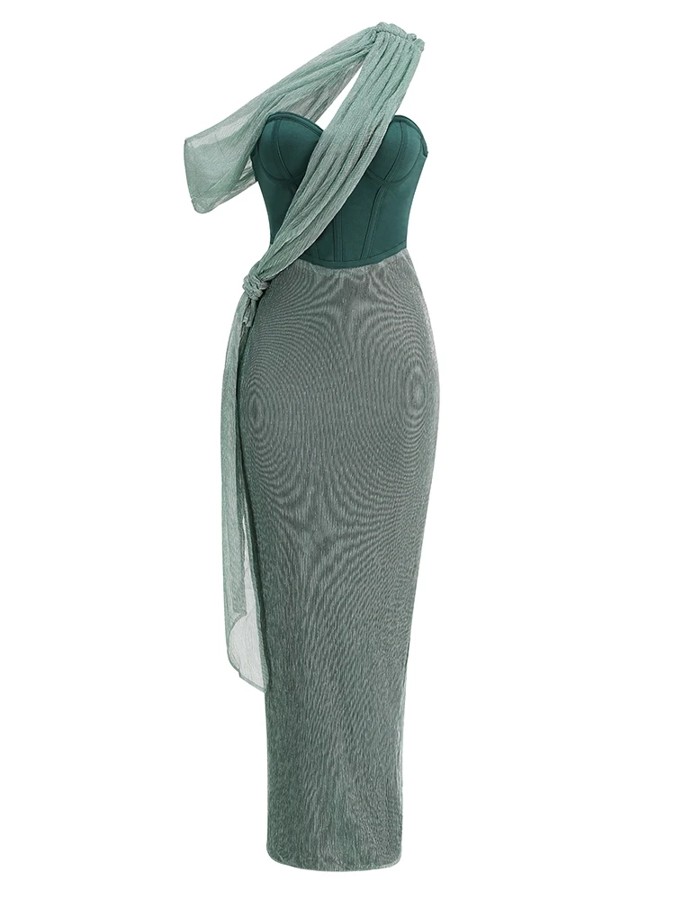 Long Dress Women Brown Corset Sparkly Backless Bodycon Maxi Dresses - Image 23