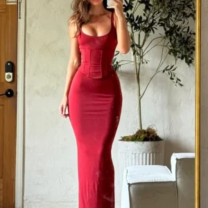 Corset Camisole And Mermaid Maxi Skirts Vacation Beach Vacation Clubwear Wears