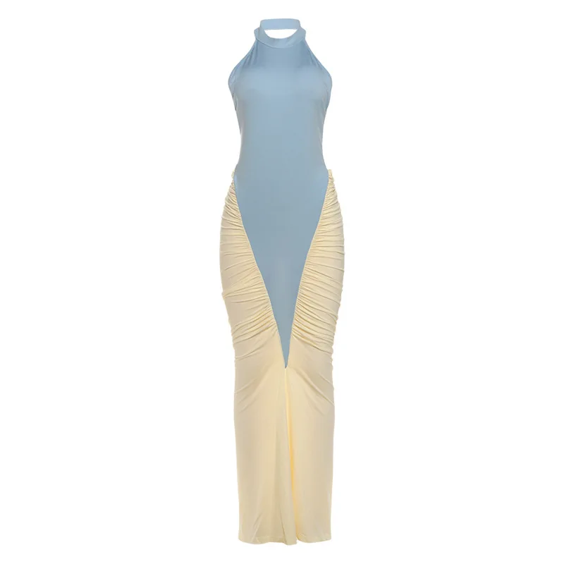 Talenza Elegant Evening Dress Women Fashion Slim Sleeveless Shrinking Clash Long Dress Vintage High Waisted - Image 8