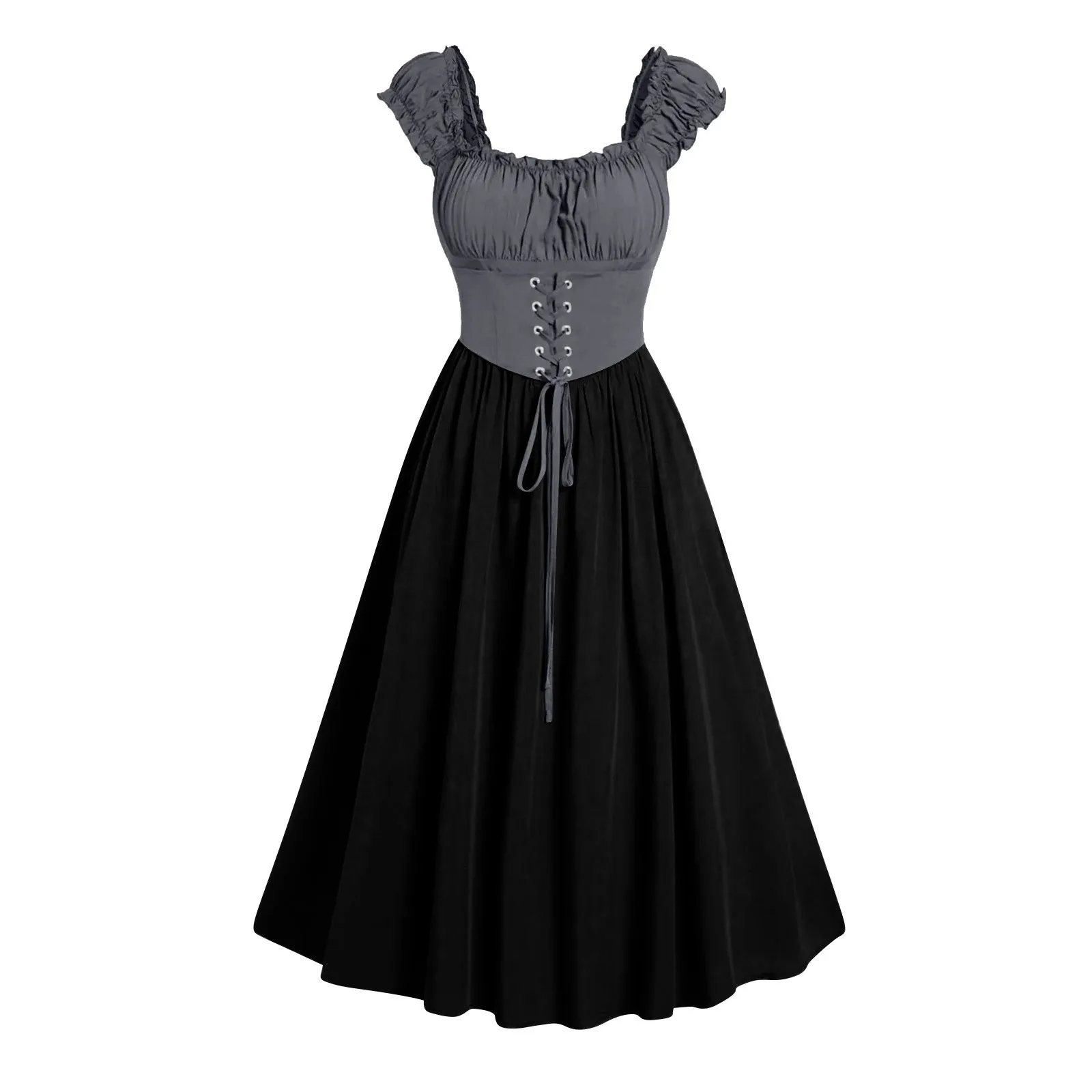 Medieval Dress For Women Gown Gothic Dress Sleeveless Corset Waist Party Midi Lace Up Dresses - Image 13
