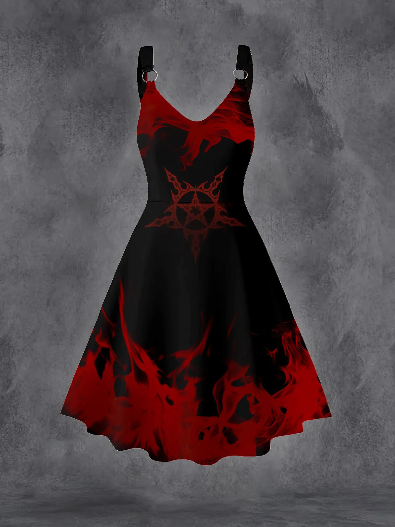 Plus Size Goth Punk Dress Women Black Gothic Lace Up Corset A-Line Halloween Dress - Image 11