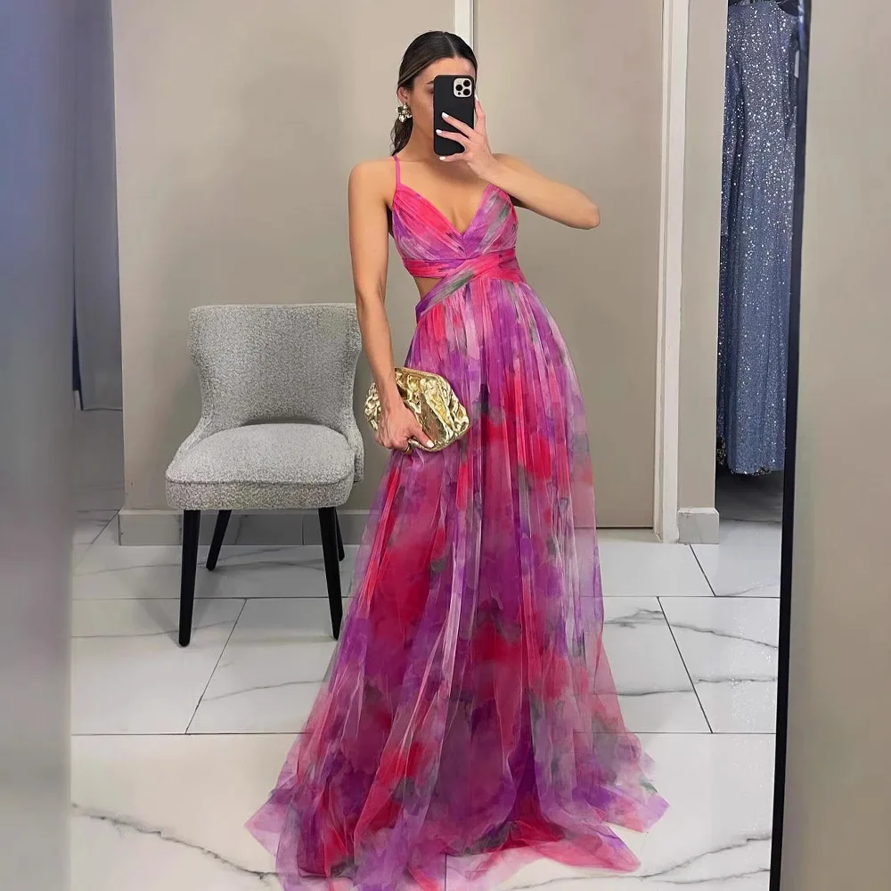 Sexy Strapl Evening Dr Casual Par Holiday Long Skirt with Print High Waist No Sve Summer Women's Dr - Image 2