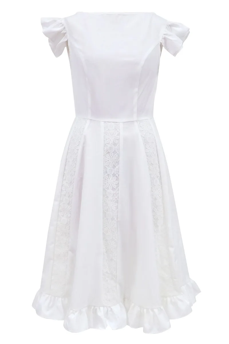 Vintage Elegant Party Evening A Line Swing Midi Dress Women Lace Corset Fitted Satin Flowy Beach Wedding Guest Dress - Image 9