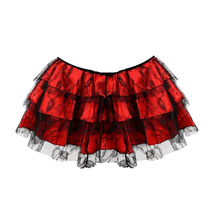 Red Corset Dress Gothic Lace Up Victorian Bustier Overbust Sexy - Image 11