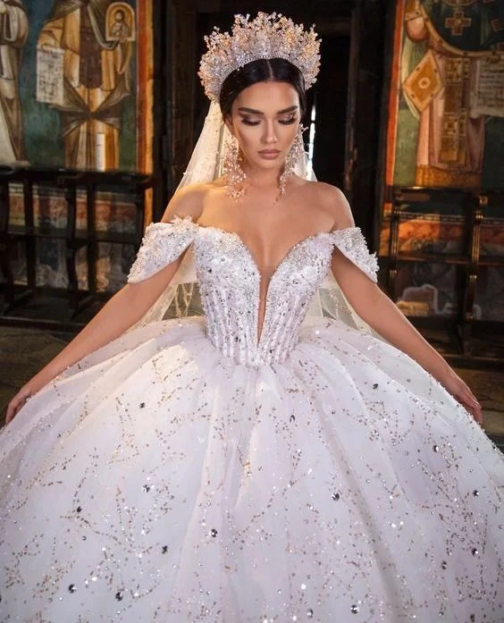 corset Wedding Dress A-line Sequin Bride Dress - Image 2
