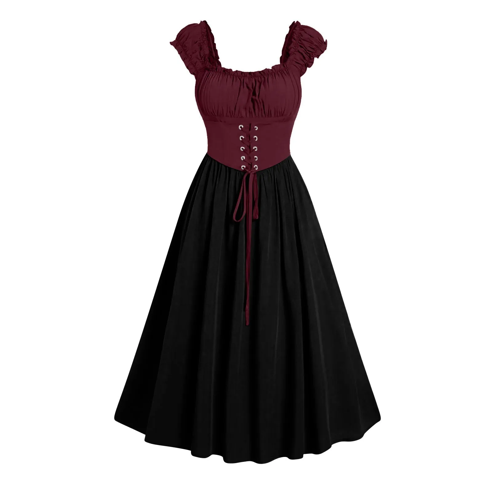 Medieval Dress For Women Gown Gothic Dress Sleeveless Corset Waist Party Midi Lace Up Dresses - Image 14