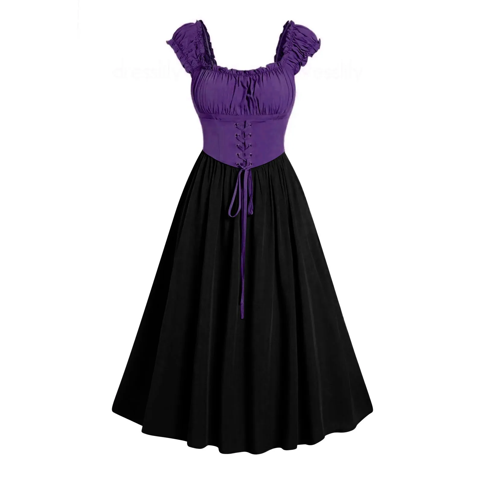Medieval Dress For Women Gown Gothic Dress Sleeveless Corset Waist Party Midi Lace Up Dresses - Image 11