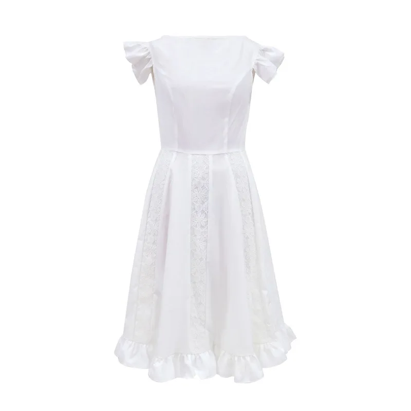 Vintage Elegant Party Evening A Line Swing Midi Dress Women Lace Corset Fitted Satin Flowy Beach Wedding Guest Dress - Image 4