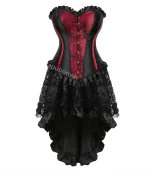 Corset Dresses for Women Tutu Skrits Set With Lace Costume Party Sexy Burlesque Ladies Basques Outfit Plus Size Gothic Red