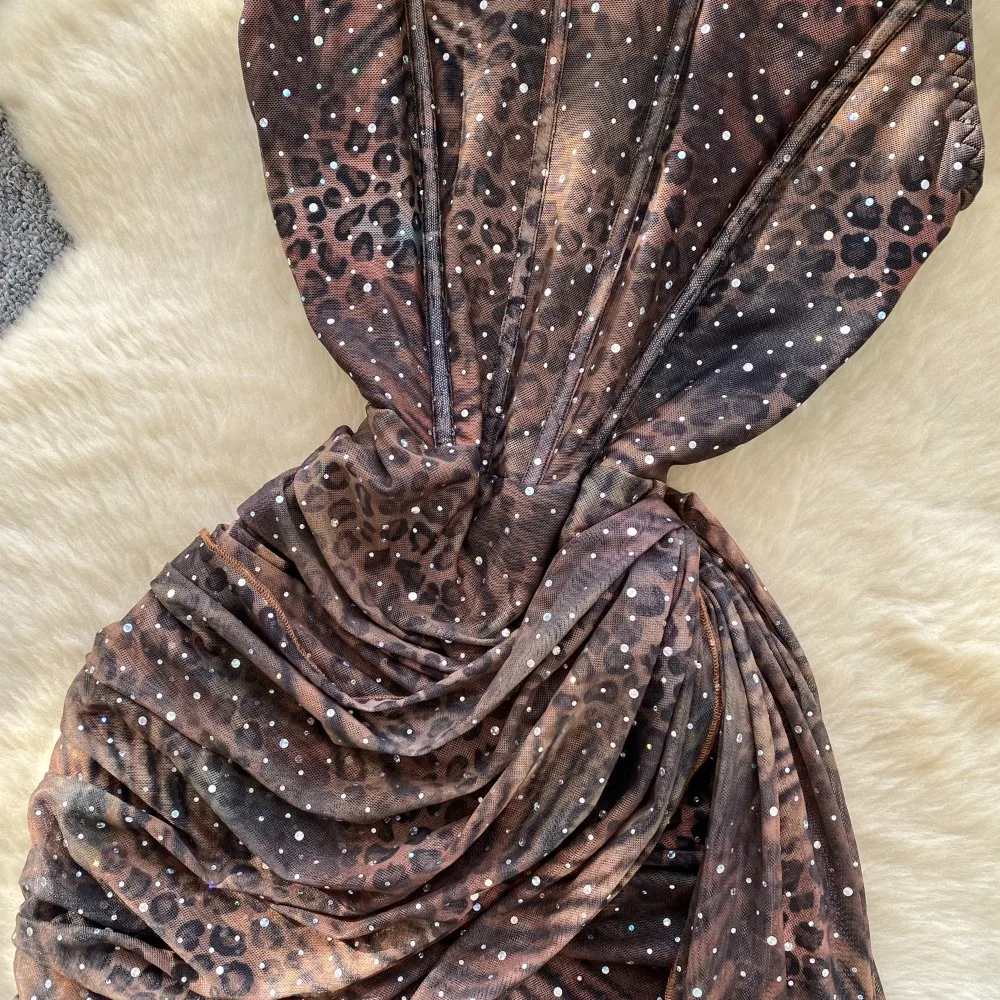 Sexy Strapless Corset Style Mini Bodycon Dress Women Elegant Sequins Sparkly Sleeveless Draped Ribbon Slim - Image 12