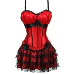 Red Corset Dress Gothic Lace Up Victorian Bustier Overbust Sexy