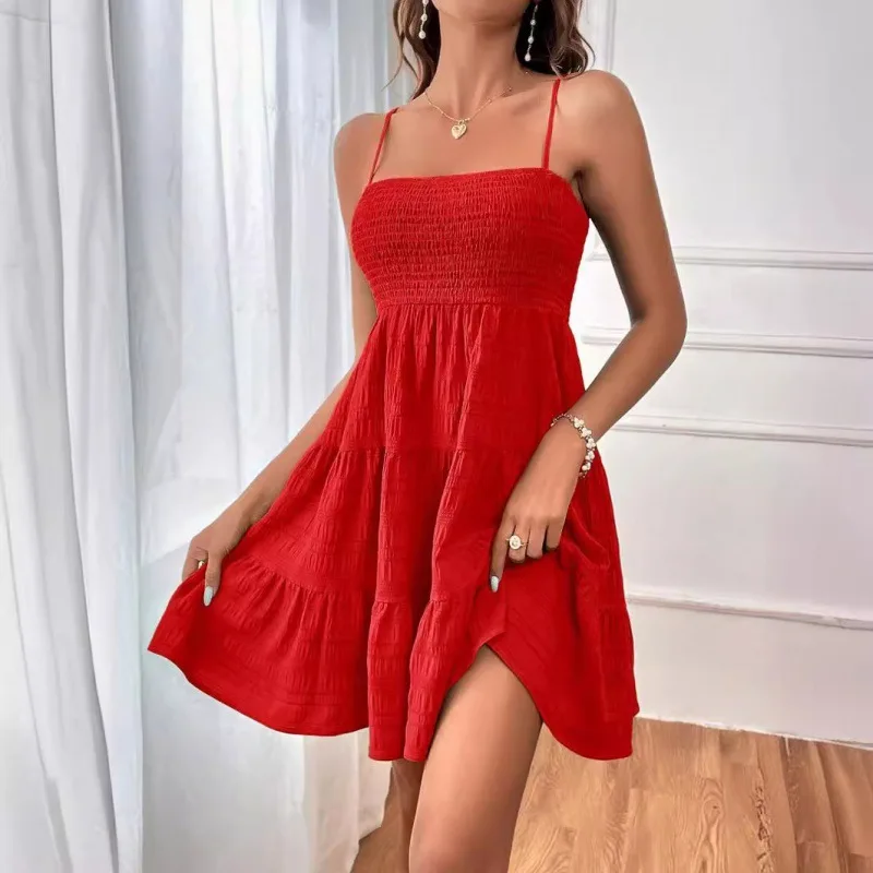 Sky Breeze Smocked Bustier Mini Dress – Spaghetti Strap Tiered Summer Dress - Image 10