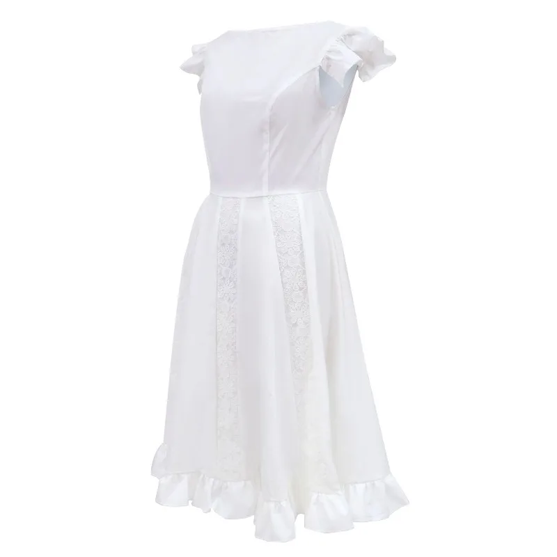 Vintage Elegant Party Evening A Line Swing Midi Dress Women Lace Corset Fitted Satin Flowy Beach Wedding Guest Dress - Image 6