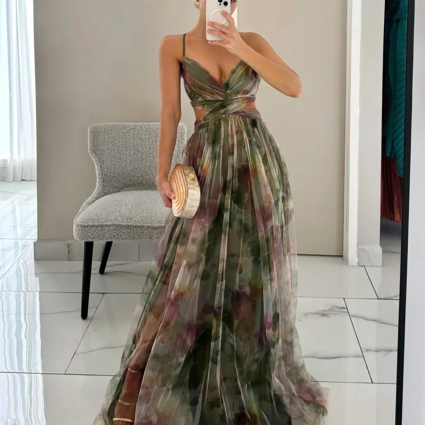 Sexy Strapl Evening Dr Casual Par Holiday Long Skirt with Print High Waist No Sve Summer Women's Dr - Image 3
