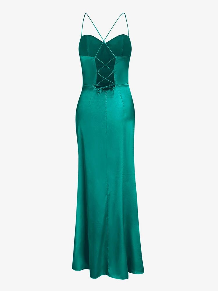 Dress Satin Cowl Front Lace Up Corset Dress Evening Dresses for Day and Night Party Elegant Women Red Maxi Bodycon Sexy - Image 27