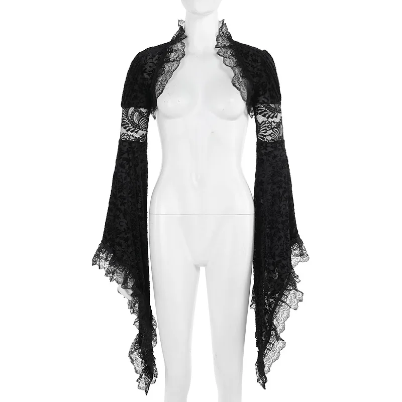 Gothic Velvet A-line Dress Female Elegant Evening Lolita Partywear Grunge Sling Lace Hem Alt Cloth - Image 8
