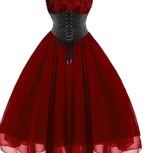 Gothic Dresses Sleevesless Lace Chiffon Patchwork Aesthetic Goth Harajuku A-Line Dress