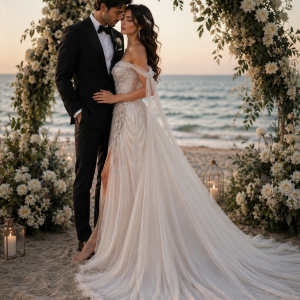 Silver-Gray Forest-Themed Fairy Wedding Dress Floor-Length Chiffon Sleeveless Sweetheart Neckline Lace-Up Back Appliques Embroidery