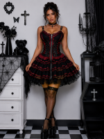 Gothic Lolita Dress Women Vintage Victorian Harajuku Lace Bandage Rose Embroidery Party Dresses Girls Sleeveless Vestidos
