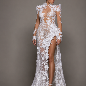 Bride Robe Sexy Illusion High Slit Bridal Gown robe de mariée Mermaid Wedding Dresses