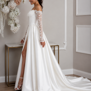 Luxury Glitter Wedding Dresses A Line Woman's Sexy Sequined Off Shoulder Bride Gowns Long Sleeve